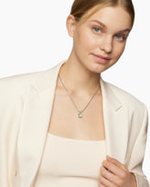 Chatelaine® Pendant Necklace in Sterling Silver with Prasiolte and Diamonds, 11mm